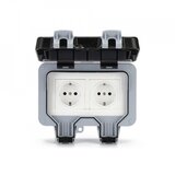 Priza dubla de exterior IP66 - Schuko, rezistenta la apa si praf